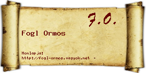 Fogl Ormos névjegykártya